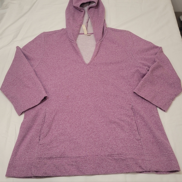 Pure Jill Cotton 3/4 Sleeve V Neck Pullover Hoodie Sweatshirt Size M - Picture 3 of 8
